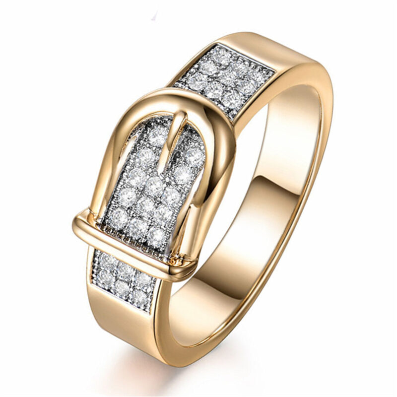 Creative Micro-inlaid Belt-shaped Couple Rings - Image 2