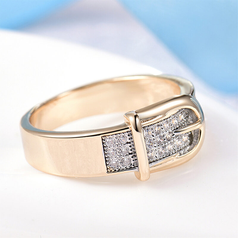 Creative Micro-inlaid Belt-shaped Couple Rings - Image 3
