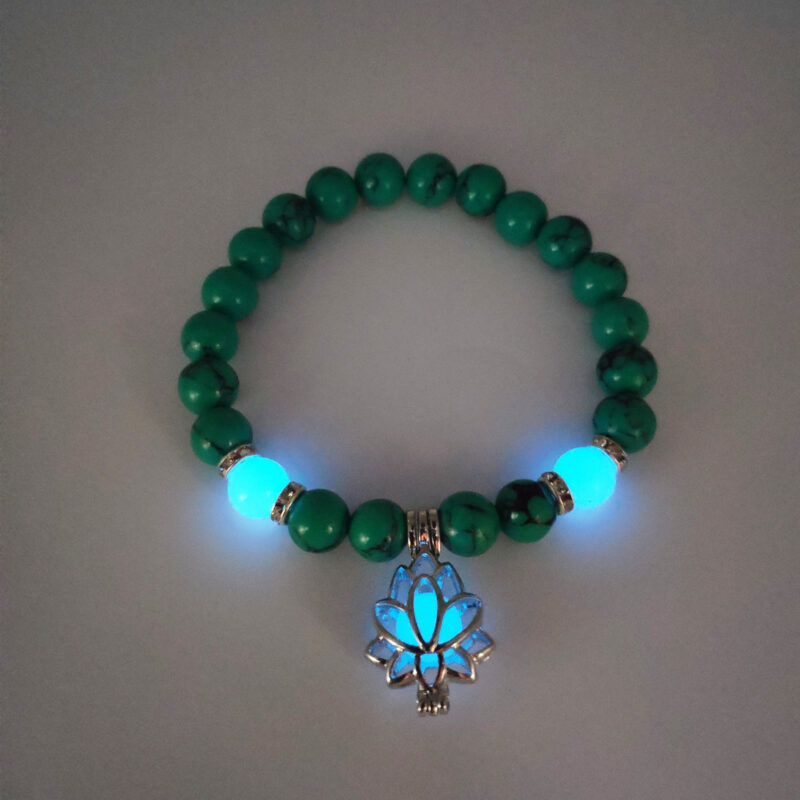 Energy Luminous Lotus Natural Stone Bracelet Yoga Healing Luminous Glow In The Dark - Image 3