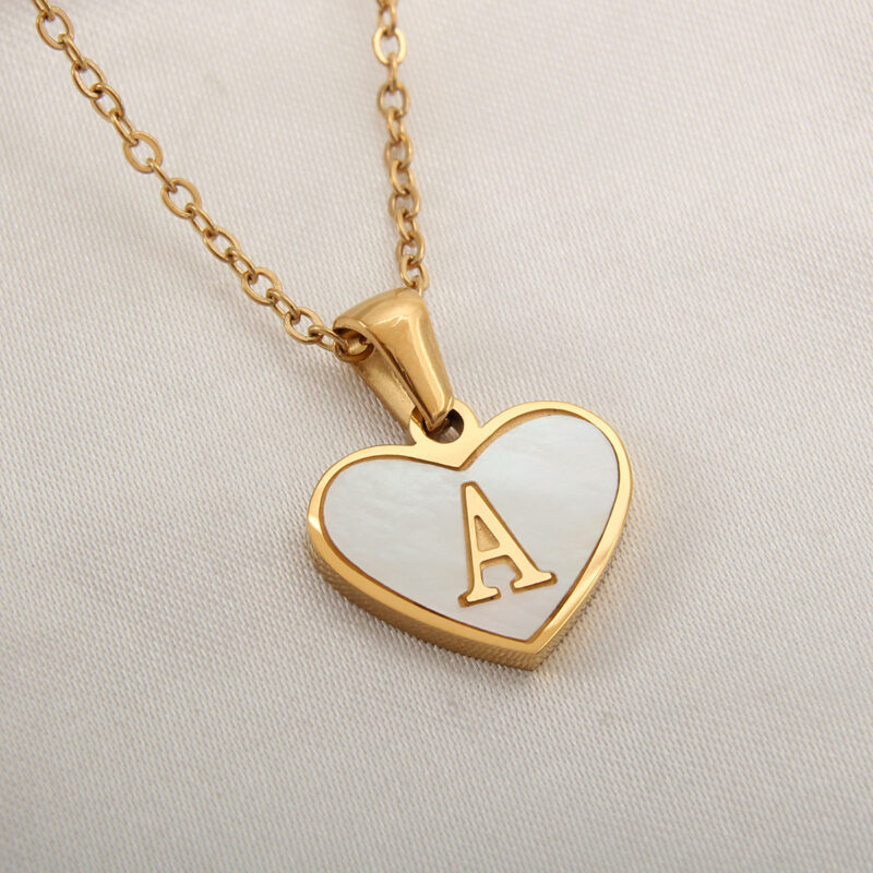 26 Letter Heart-shaped Necklace White Shell Love Clavicle Chain Fashion Personalized Necklace - Image 7