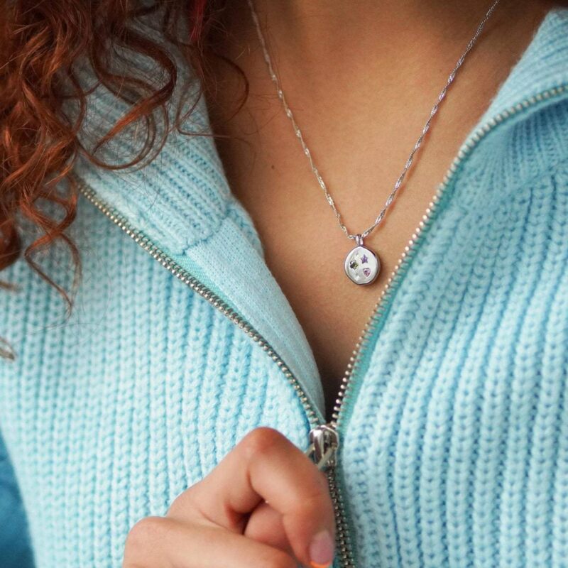 Titanium Steel High Color Retention Color Diamond Stars Heart Round Coin Necklace - Image 4