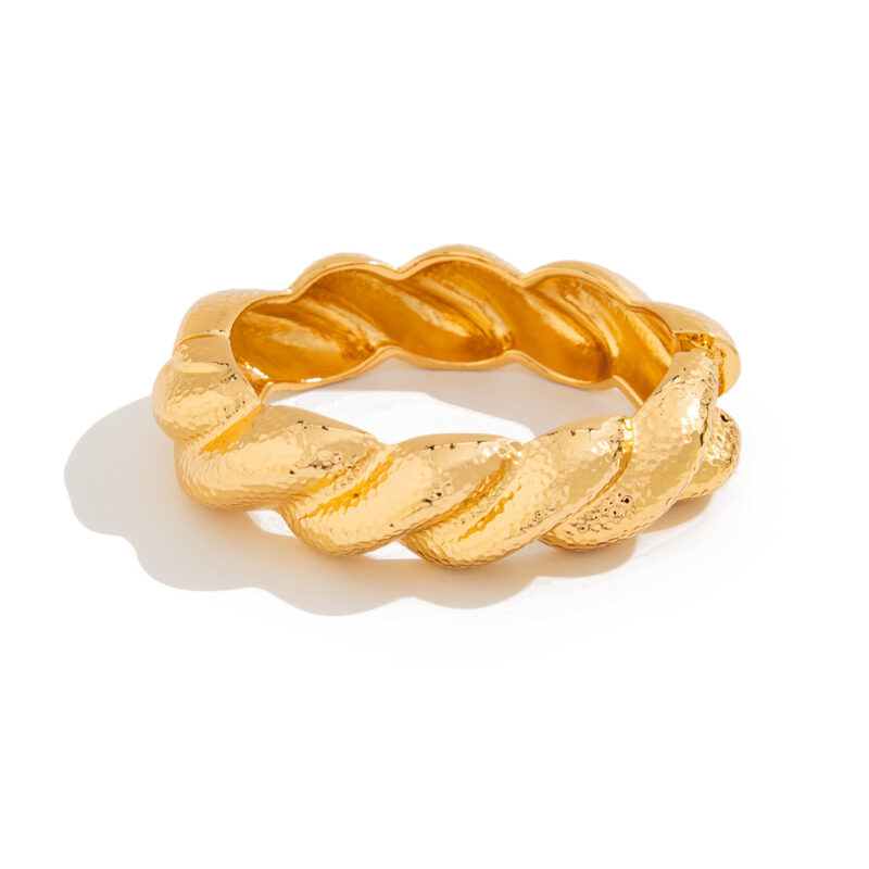 T Exaggerated Thread Twist Line Ring Design Metal Pleated Bracelet - Image 5