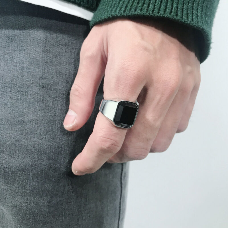 Men's Simplicity Square Ring Retro - Image 3