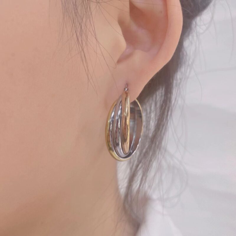 Stainless Steel Three-ring Multi-layer Overlapping Gold Earrings - Image 5