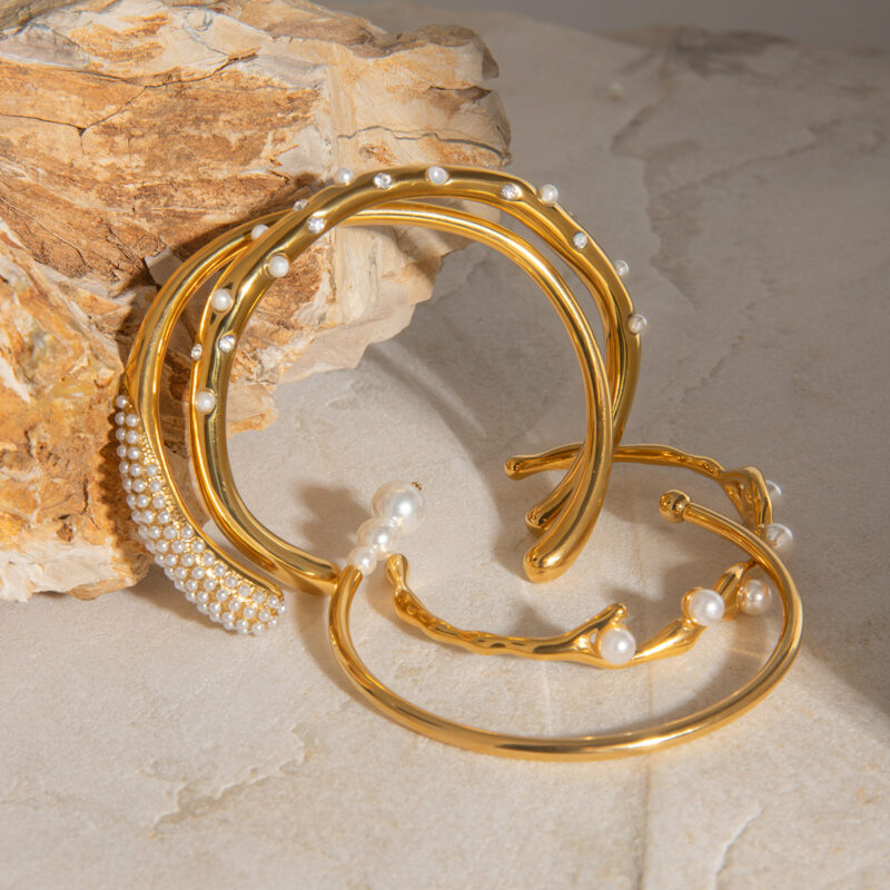 Stainless Steel Pearl Bracelet Opening Does Not Fade - Image 2