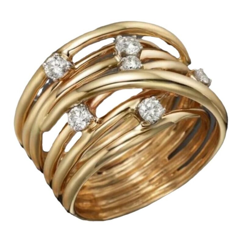 Winding Vine Gold Inlaid Rhinestone Ring - Image 6