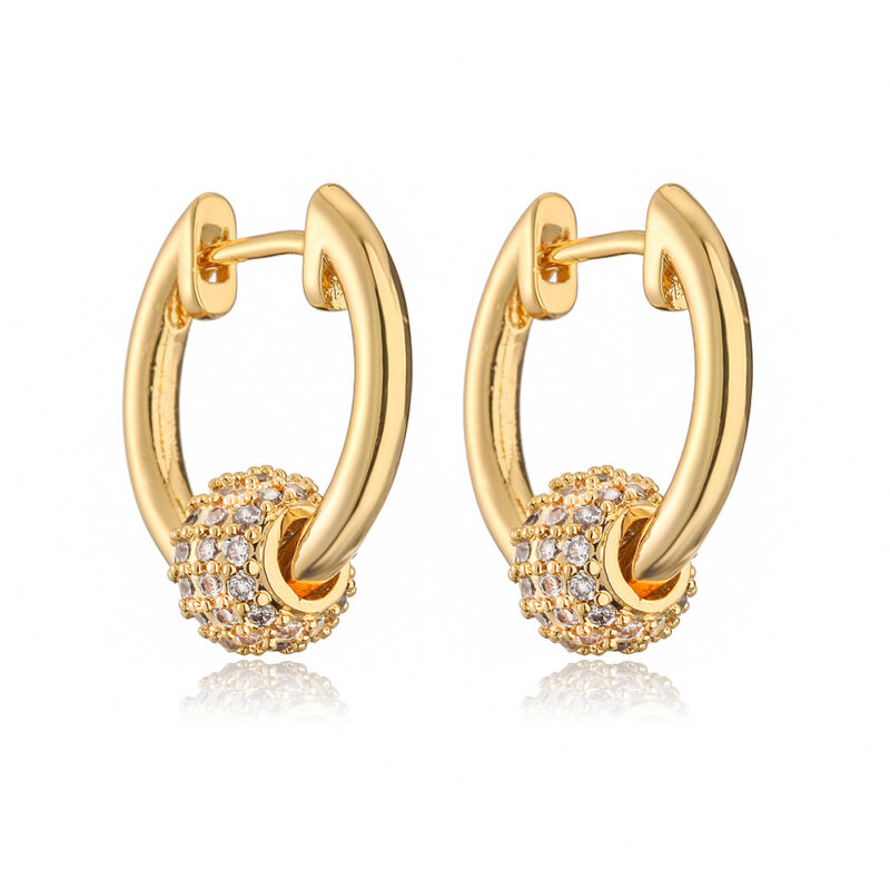 Mini Exquisite Real Gold Plating Zircon Geometry Ear Ring - Image 5