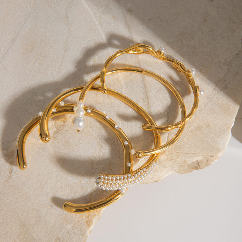 Stainless Steel Pearl Bracelet Opening Does Not Fade - Image 4