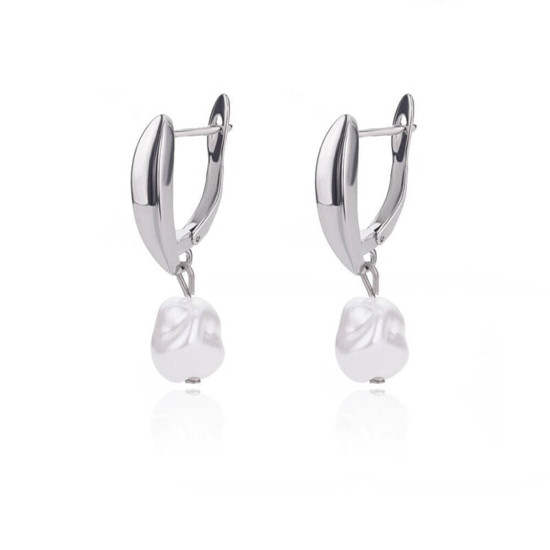 Geometric Circular Design Water Pearl Earrings - Image 8