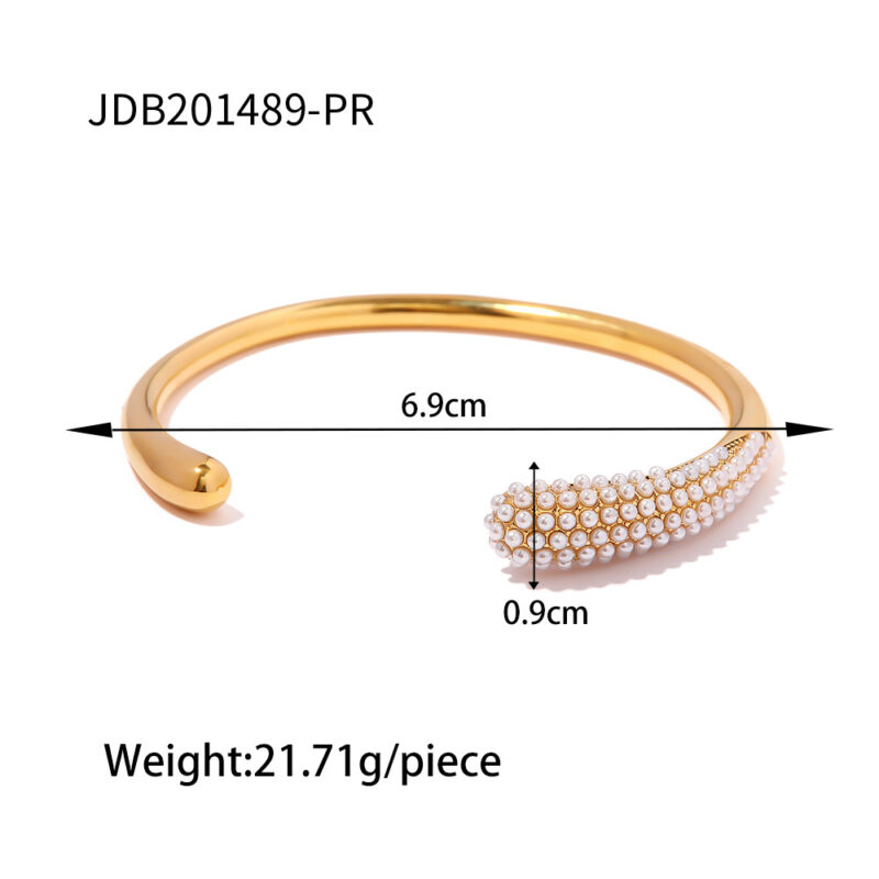 Stainless Steel Pearl Bracelet Opening Does Not Fade - Image 3