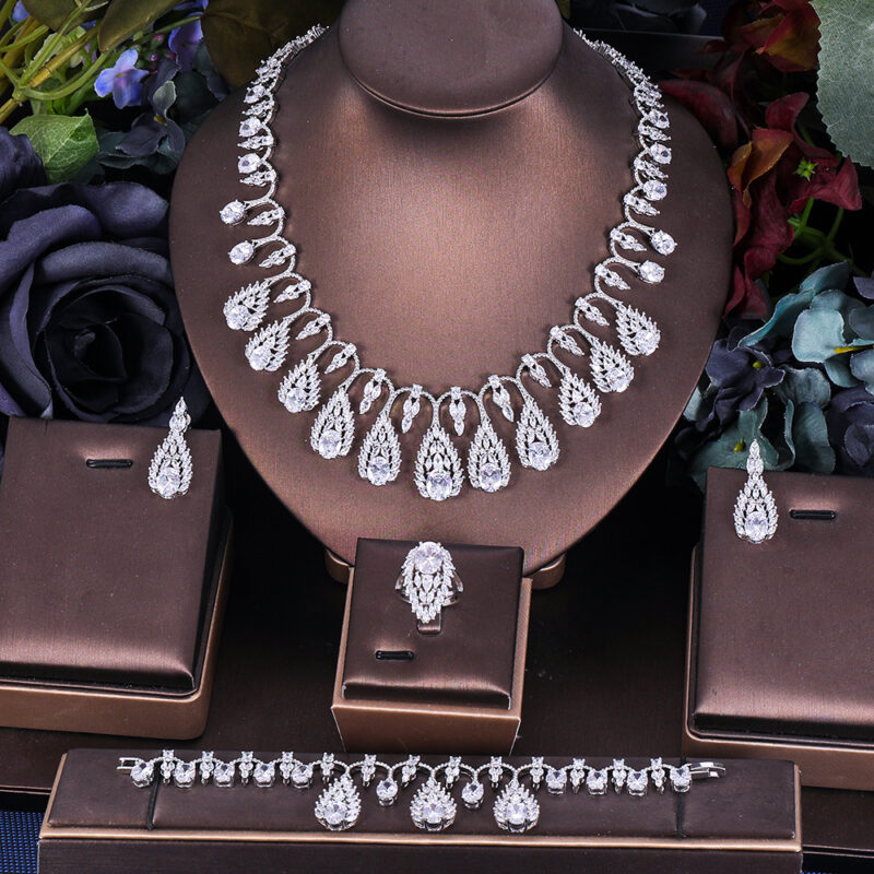Sparkling Zircon Bridal Jewelry Set Necklace - Image 3