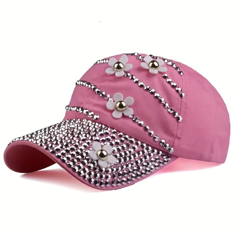 Four Flower Studded Diamond Duckbill Cap - Image 3