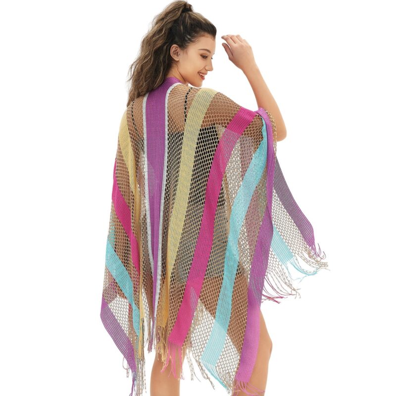 Women's Cloak Travel Ethnic Rainbow Stripes - Image 2