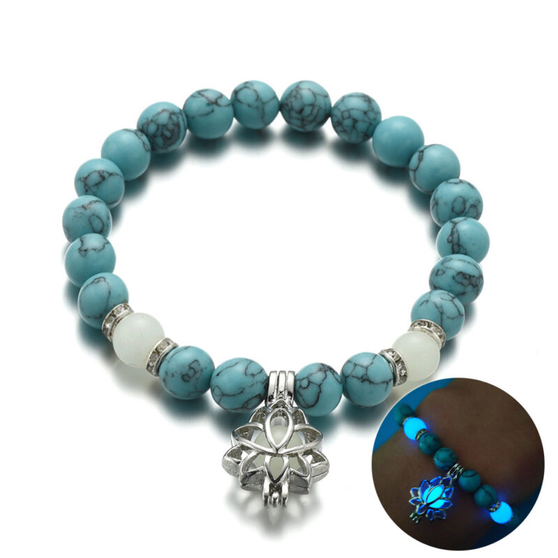 Energy Luminous Lotus Natural Stone Bracelet Yoga Healing Luminous Glow In The Dark