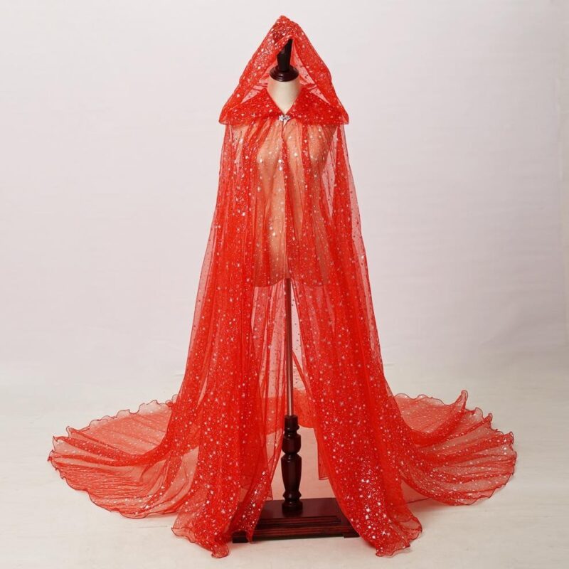 Stage Costume Shiny Bronzing Hooded Cape - Image 2