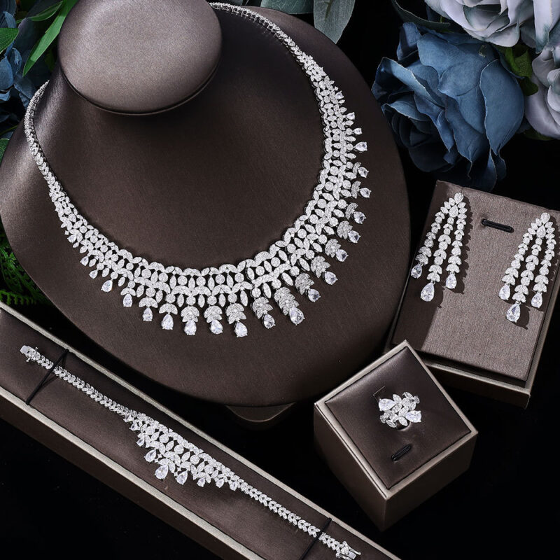 Bridal Jewelry Set Necklace Ear Stud Copper - Image 5