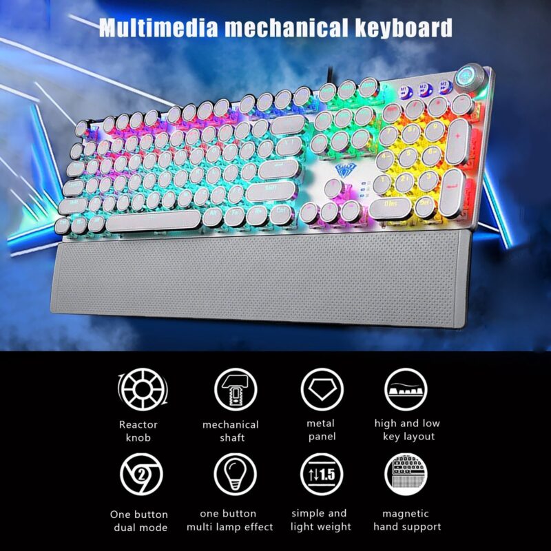 Punk Green Axis Notebook Computer Wired Gaming Keyboard - Image 4