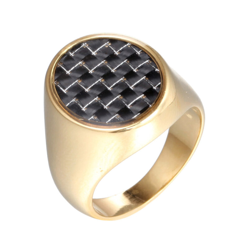 Popular Retro Carbon Fiber Titanium Steel Rings For Men - Image 3