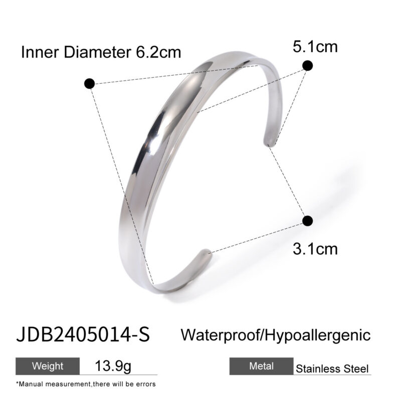 Stainless Steel Irregular Texture Spherical Open-ended Bracelet - Image 10