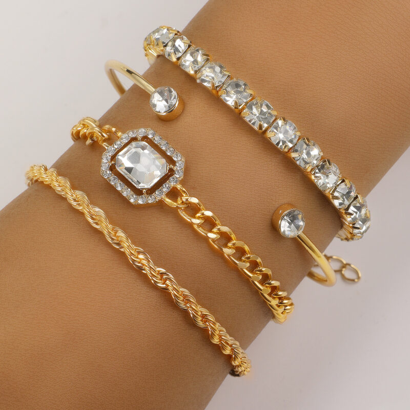 Fashion Jewelry 4 Pcs Crystal Bracelet Set Bohemian Design For Women Vintage Luxury - Image 3