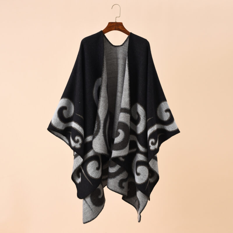 European And American Street Auspicious Clouds Pattern Herringbone Cashmere Warm Shawl - Image 10