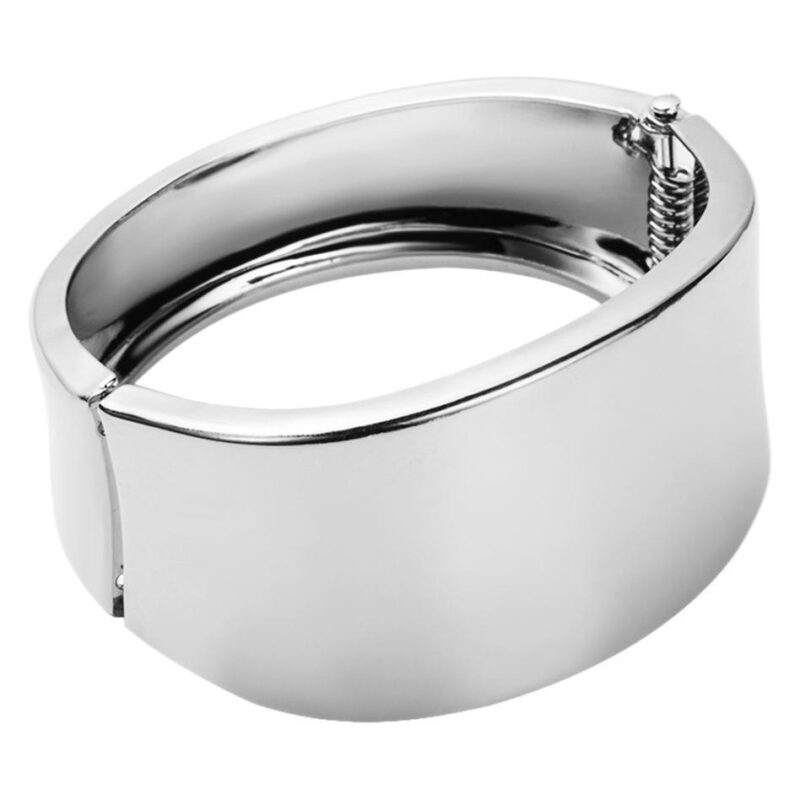 Wide Glossy Geometric Design Spring Bracelet - Image 7