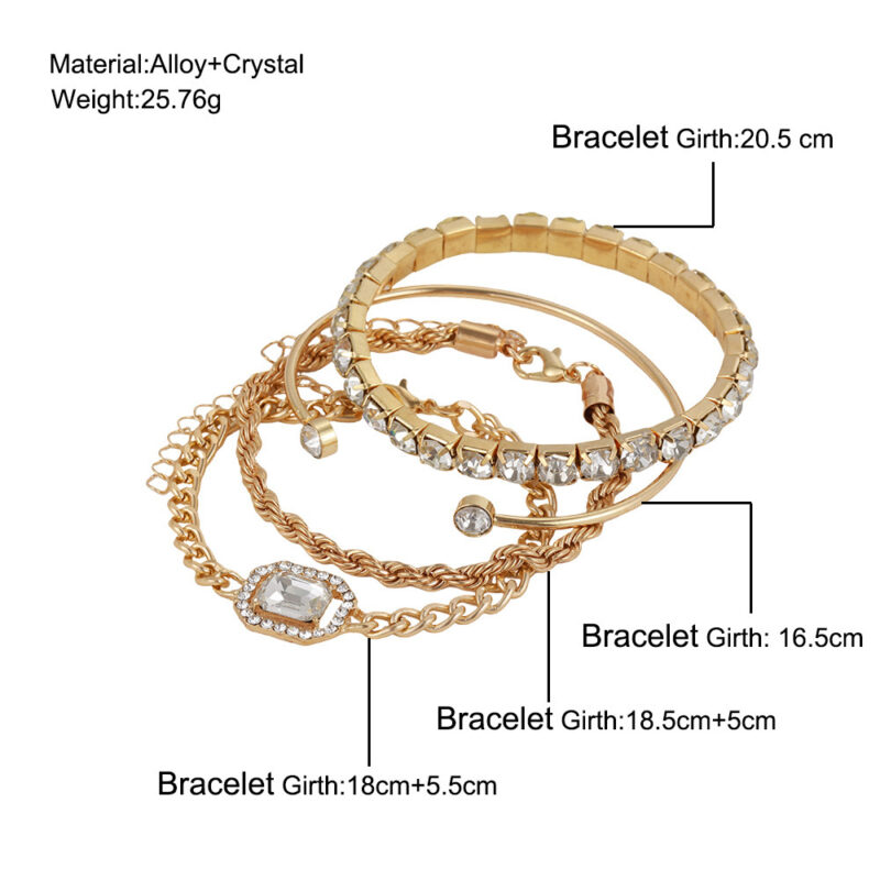 Fashion Jewelry 4 Pcs Crystal Bracelet Set Bohemian Design For Women Vintage Luxury - Image 5