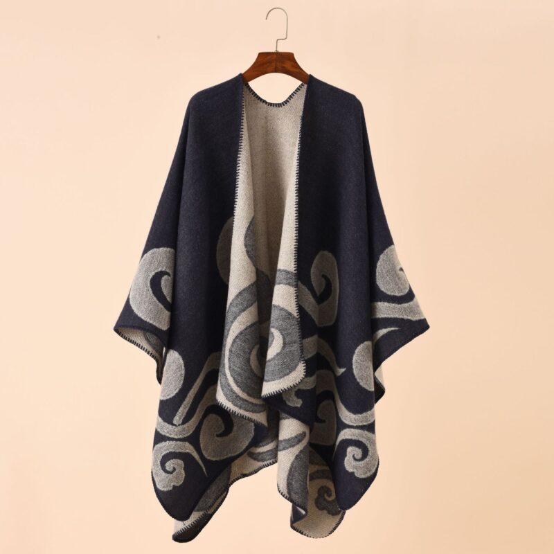 European And American Street Auspicious Clouds Pattern Herringbone Cashmere Warm Shawl - Image 6