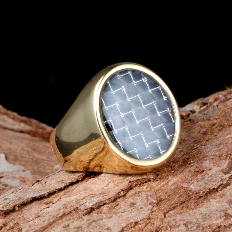 Popular Retro Carbon Fiber Titanium Steel Rings For Men - Image 2