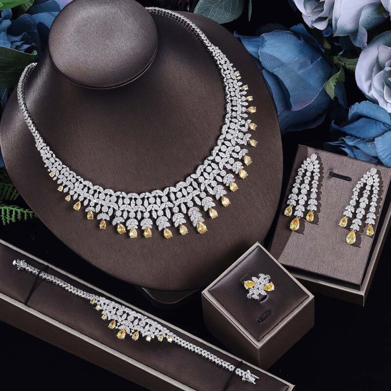 Bridal Jewelry Set Necklace Ear Stud Copper - Image 8