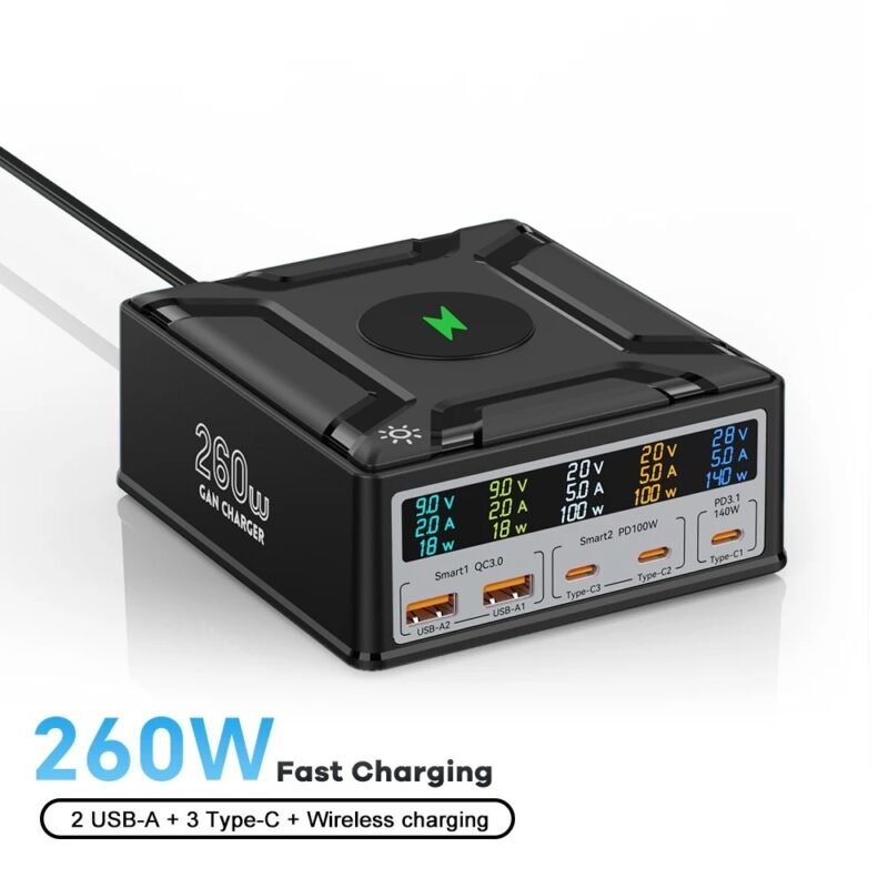 Multi-port Mobile Phone Charger, Gallium Nitride Charger PD Fast Charge USB30 - Image 5